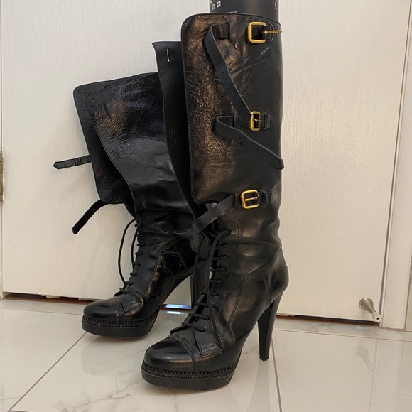 Burberry Shoes - Burberry Knee high platform lace up boots